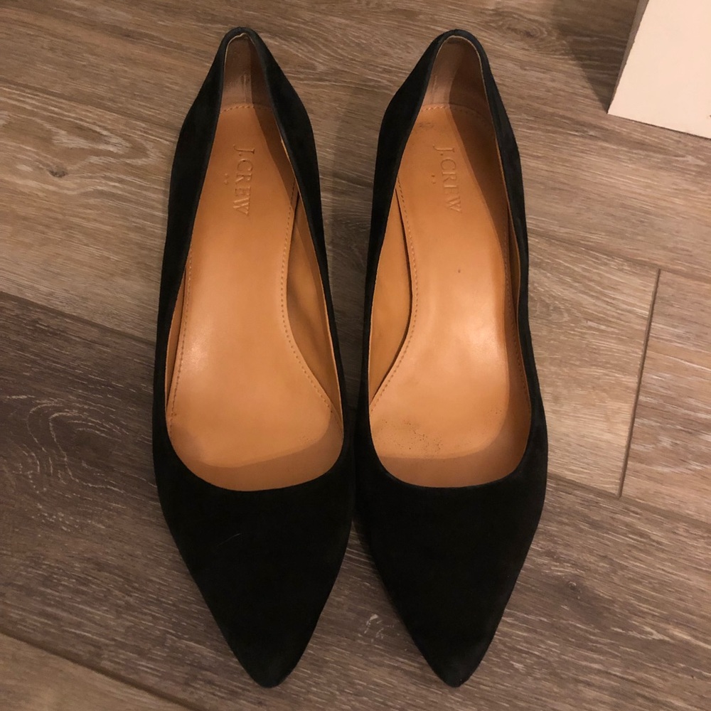 JCrew Black Suede Kitten Heels 10